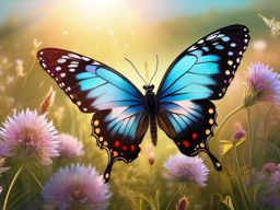 Butterfly Clipart in a Meadow,Delicate butterfly dancing in a sun-kissed meadow, representing metamorphosis and beauty. 