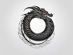 Dragon Ouroboros Tattoo - Symbolic tattoo featuring a dragon in the form of an ouroboros.  simple color tattoo,minimalist,white background