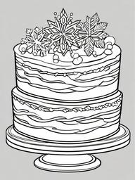 Cake Coloring Pages - Snowflake cake for a winter party  simple coloring pages