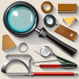 Magnifying Glass clipart - magnifying glass on a desk with tools  