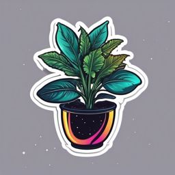 Alien Plant Sticker - Exotic extraterrestrial plant in space, ,vector color sticker art,minimal