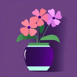 Purple flower in a vase clipart  simple, 2d flat