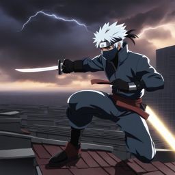 kakashi hatake - engages in a lightning-fast duel on a stormy rooftop. 