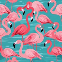 Cute Flamingo in a Shallow Lagoon  clipart, simple