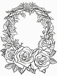 Rose Coloring Pages - Rose garland used as a crown  simple coloring pages