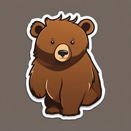 Bear Sticker - A brown bear standing on hind legs. ,vector color sticker art,minimal