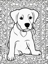 Dog with Paw Prints Coloring Pages - Adorable Dog Leaving Paw Prints  minimal black outline printable sheet, coloring page