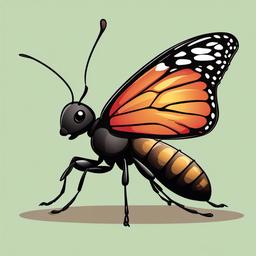 Ant clipart - ant with a butterfly  clipart