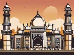 Mumbai clipart - Gateway of India and Taj Mahal Palace,  color vector clipart