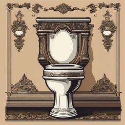 Toilet clipart - vintage toilet with intricate details  color,minimalist,vector clipart