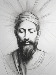 drawing of God surrounded by light  minimal rough sketch scribbles,doodles,black and white