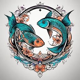 awesome pisces tattoos  simple vector color tattoo