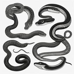 sketches of snakes  minimal rough sketch scribbles,doodles,black and white