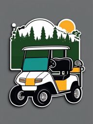 Golf Cart Sticker - Leisurely golf day, ,vector color sticker art,minimal