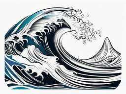 Sea Wave Tattoo - Connect with the serenity of the sea with a captivating sea wave tattoo.  simple vector color tattoo,minimal,white background