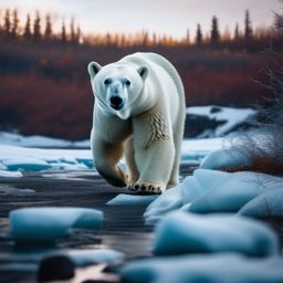 Cute Polar Bear Roaming in an Icy Wilderness 8k, cinematic, vivid colors