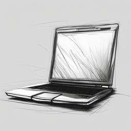 sketch of a laptop  minimal rough sketch scribbles,doodles,black and white