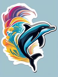Common Bottlenose Dolphin Sticker - A common bottlenose dolphin leaping out of the water, ,vector color sticker art,minimal