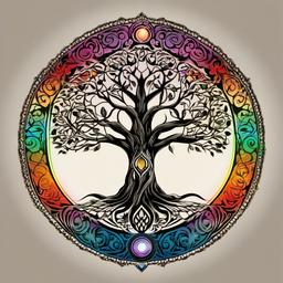 tree of life chakra tattoo  simple vector color tattoo