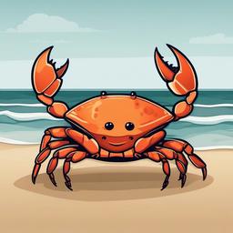 Crab cartoon - sideways-walking beach dweller  cartoon sticker style