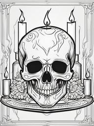 Skull Candle Coloring Pages - Flickering Light on Bone  minimal black outline printable sheet, coloring page