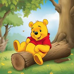 Winnie The Pooh clipart - Pooh bear sitting on a log  vector clipart