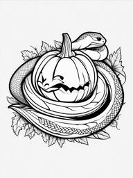 Pumpkin with Snake Coloring Pages - Slithering Snake Wrapped Around a Pumpkin  minimal black outline printable sheet, coloring page