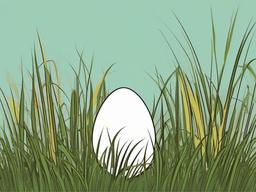 Egg clipart - egg hidden in tall grass for an Easter hunt  color,minimalist,vector clipart