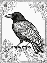 Crow Coloring Pages - Intelligent Black Bird  minimal black outline printable sheet, coloring page