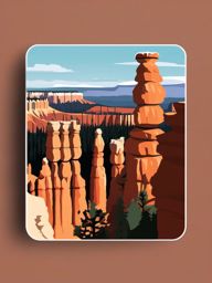 Bryce Canyon Hoodoos sticker- Tall, thin rock spires in Bryce Canyon National Park, , sticker vector art, minimalist design