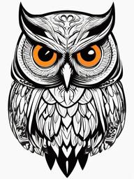 Deftones Owl Tattoo - Pay homage to Deftones with a tattoo featuring an owl in their style.  simple color tattoo,vector style,white background