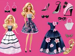 Barbie clipart - fashion doll in a dress  clipart