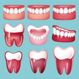 Teeth clipart - set of baby teeth and adult teeth comparison  