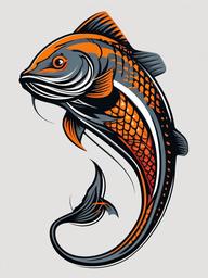 Catfish Tattoo-Bold and dynamic tattoo featuring a catfish, perfect for fishing enthusiasts and those who appreciate aquatic life.  simple color vector tattoo