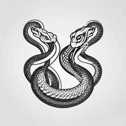 3 Headed Snake Tattoo - Tattoo featuring a snake with three heads.  simple vector tattoo,minimalist,white background