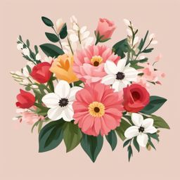 Bouquet Flowers Clipart,Designing a romantic event with bouquet flowers clipart  simple, 2d flat