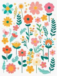 Spring Floral Clipart,Decorating a spring-themed garden party with spring floral clipart  simple, 2d flat