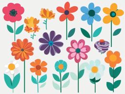 Flowers Clip Arts,Adding colorful blooms to a school project  simple, 2d flat