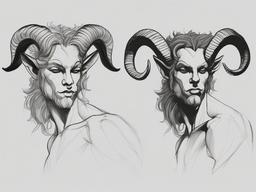 drawing of a satyr  minimal rough sketch scribbles,doodles,black and white