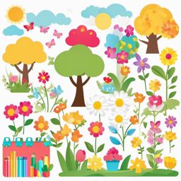 Springtime Creativity clipart - Engaging in creative activities, ,vector color clipart,minimal