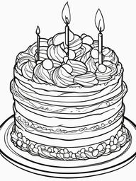 Cake Coloring Pages - Giant chocolate chip cookie cake  simple coloring pages