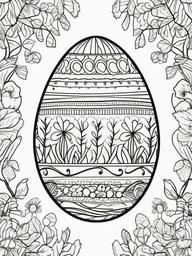 Easter Egg Coloring Pages - Egg with whimsical woodland designs  simple coloring pages