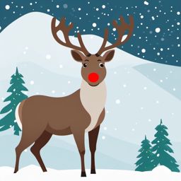 Rudolph clipart, The lovable reindeer with a bright red nose.  simple, 2d flat