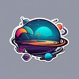 Alien Planet Sticker - Imaginary planet with unique features, ,vector color sticker art,minimal