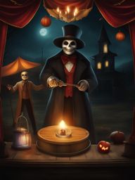 haunted carnival games - showcase characters playing eerie and supernatural carnival games. 