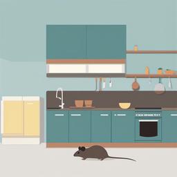 Mouse clipart - mouse sneaking through a kitchen  color,minimalist,vector clipart