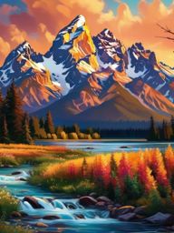 Wallpaper for iPad - Elevate your iPad with the enchanting scenes of Grand Teton National Park, featuring stunning mountains, pristine lakes, and the serenity of the outdoors.  intricate patterns, splash art, wallpaper art