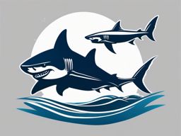 Shark Clip Art - A fierce shark patrolling the deep waters,  color vector clipart, minimal style