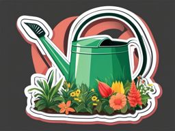 Watering Can Sticker - Gardening essentials, ,vector color sticker art,minimal