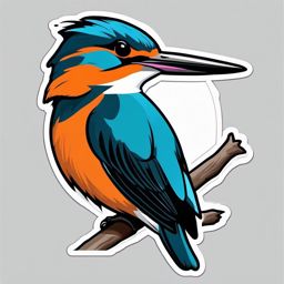 Common Kingfisher Sticker - A common kingfisher perched near water, ,vector color sticker art,minimal